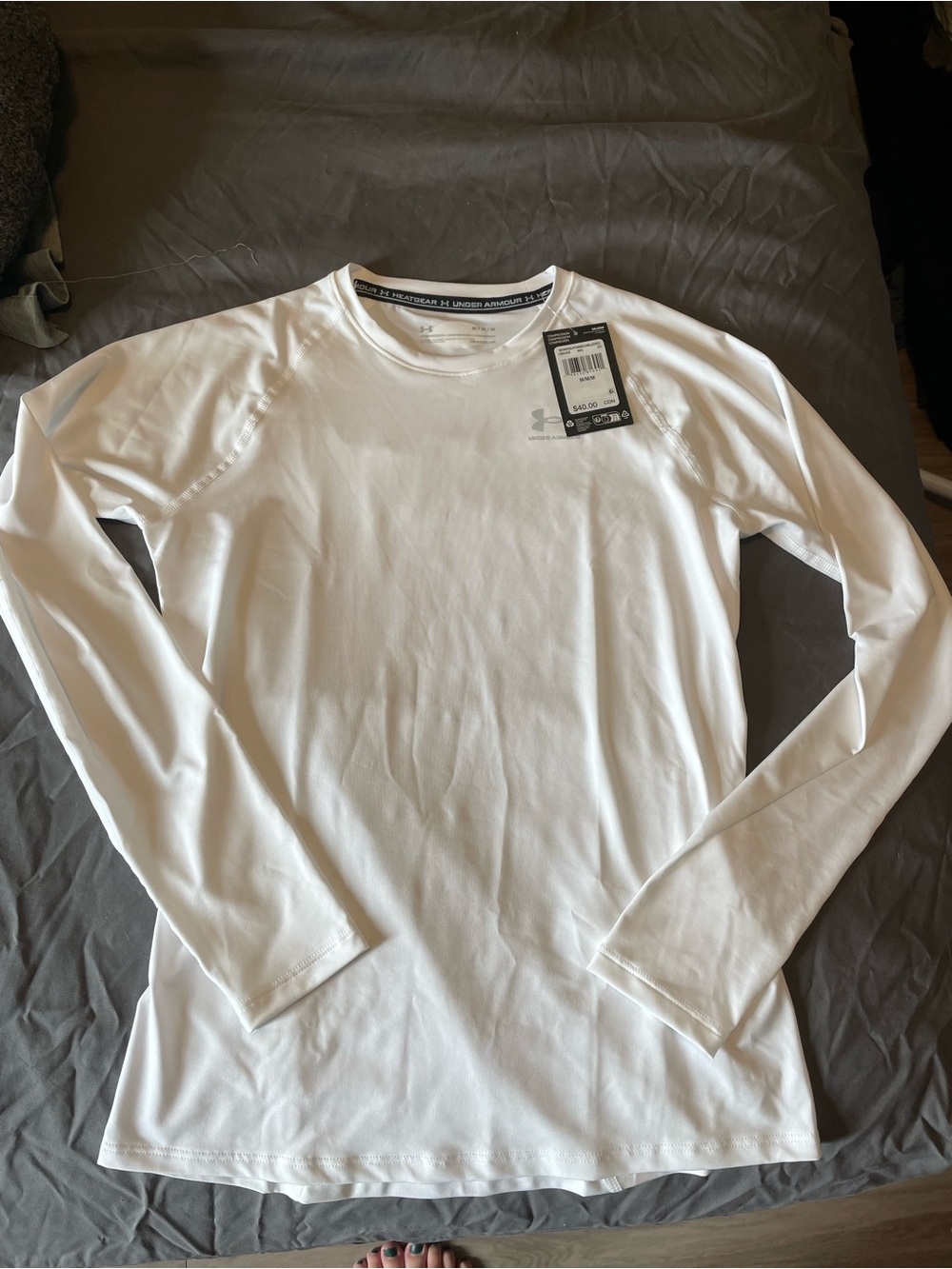 Under Armour White Long Sleeve Performance Tee